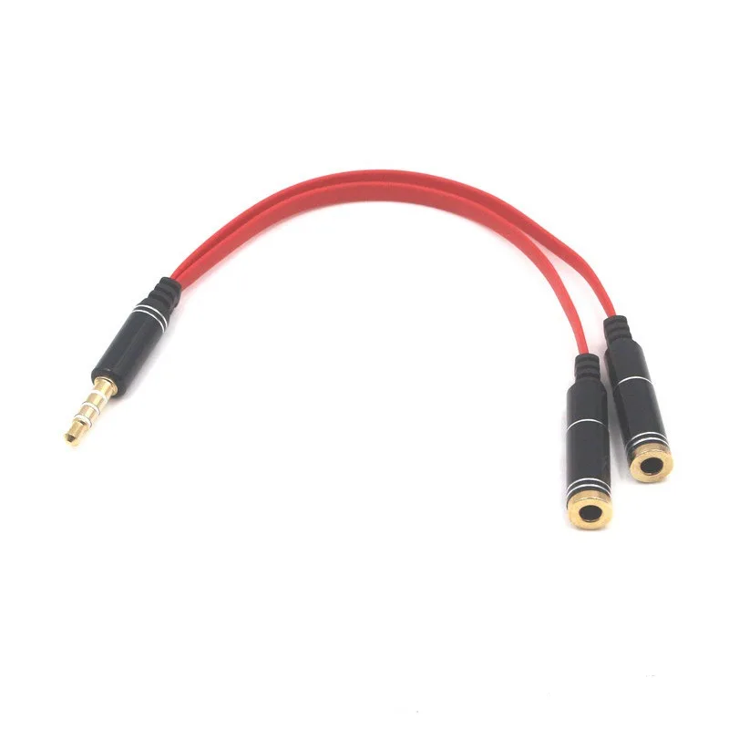 3.5 One Point Two Earphone Microphone Audio Cable Audio Splitter One for Two Couple Line Earphone Adapter Cable: black