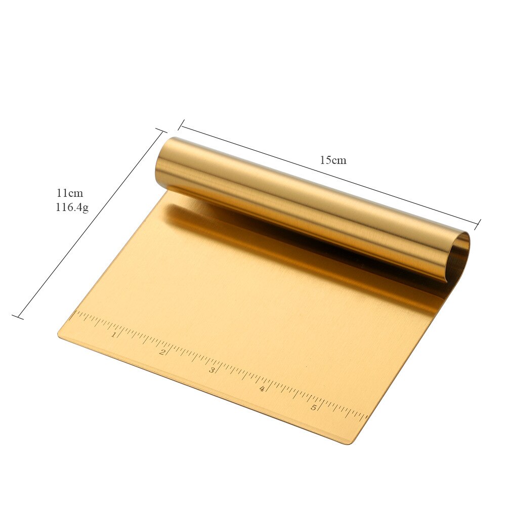 Stainless steel scraper with scale baking tool dough cutter scraper baking tools for cakes: Gold