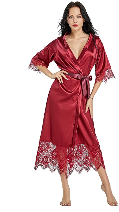 Weiche Nacht Neue die Seide Kimono Kleid Bademantel Frauen Seide Brautjungfer Roben sexy verrotten Roben Satin- Kleid Damen Dressing Kleider: 4XL / verrotten