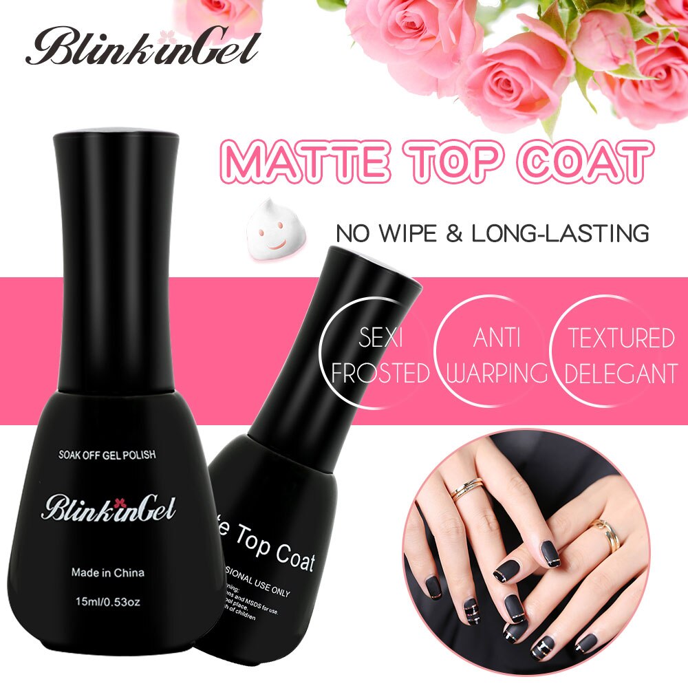 BlinkinGel 2 st 15 ml Geen Veeg Matte Top Jas Clear Nagellak Topcoat in Harsen, vloeibare Top Geen Kleverige Laag