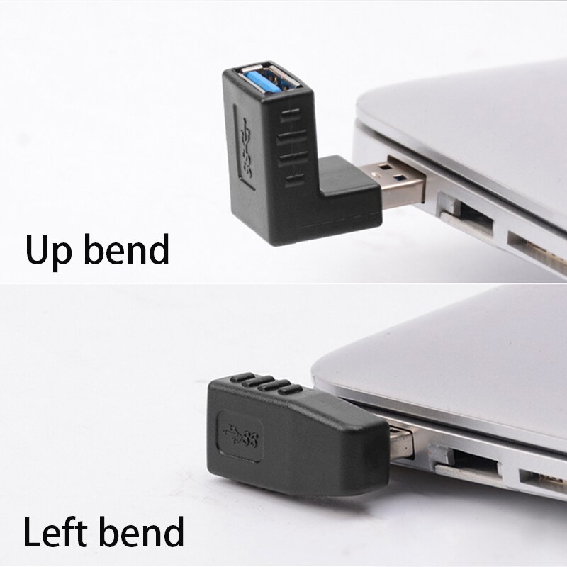 Data Transfer Splitter 90 Degree Left Right Angled USB 3.0 A Male To Female Adapter Connector For All Devices