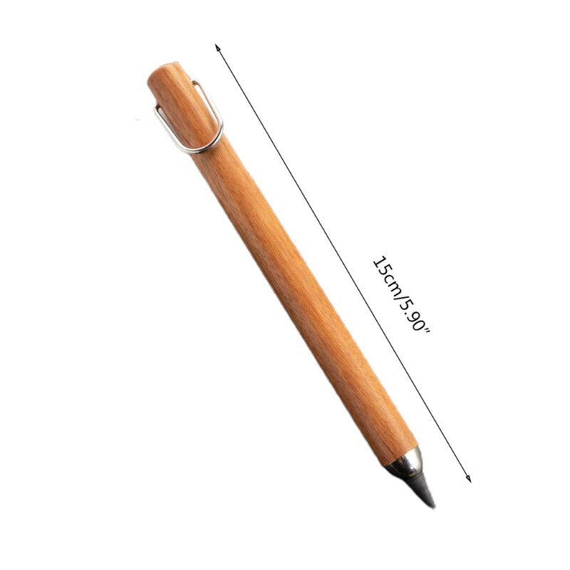Bolígrafo sin tinta de madera borrable Retro B36C con anillo de hierro colgante, pluma de tornillo, punta para artista principiante, suministros de escritura y bocetos