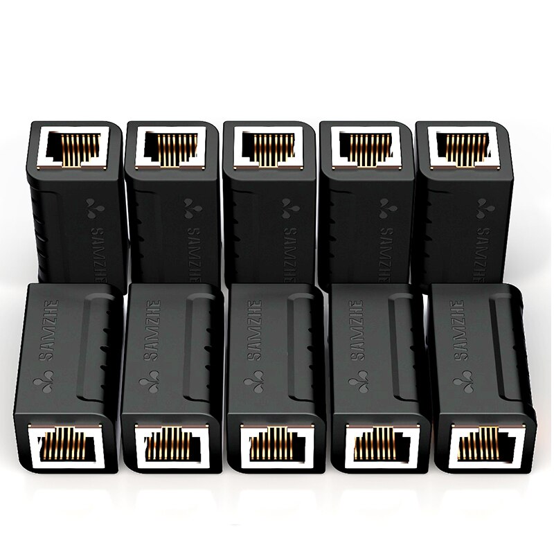 Samzhe ethernet kabel adapter 8 p 8c rj45 lan kabel forlængerstik til internetforbindelse hun til hun: Guld