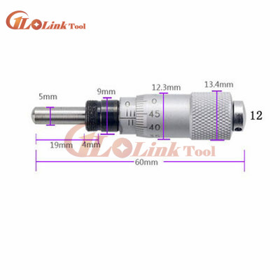 Silver Range 0-13mm Round Needle Plat Type Measure Tool Knurled Adjustment Knob Micrometer Head Measurement: 0-13mm  NO.12