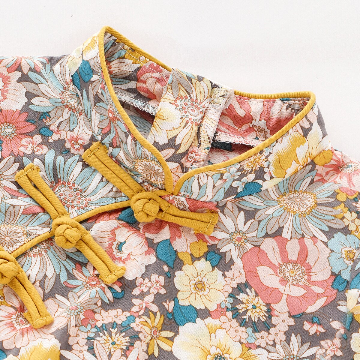 Baby Jumpsuit Zomer Baby Meisje Jongen Katoen Bodysuit Korte Mouwen Kleding Bloemen Zachte Set Chinese Stijl Romper Kinderen Kleding