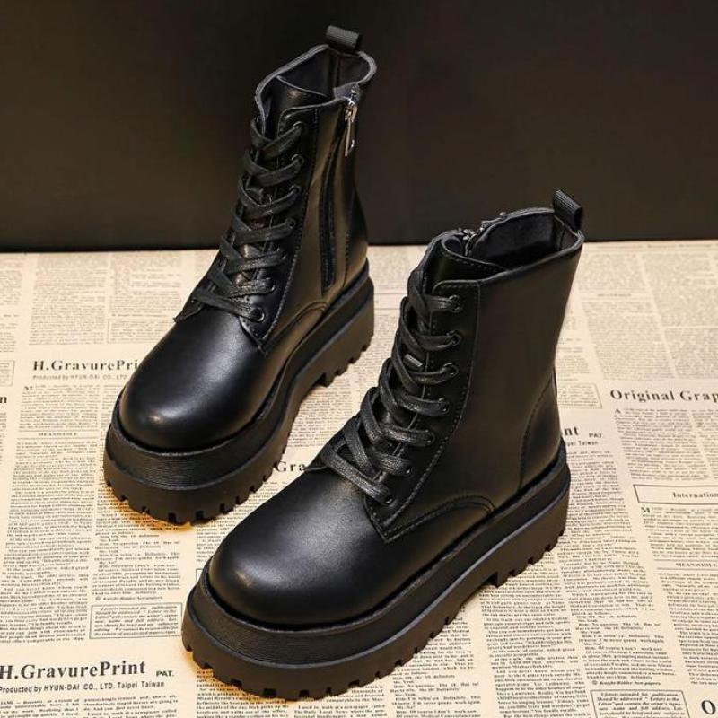 Brand Women White Platform Boots Chunky Heels Warm Fur Winter Ankle Boots for Women Stylish Side Zip Shoes Woman