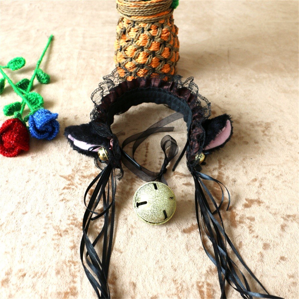 Cute And Beautiful Headwear Maid Cat Ears Lace Bell Headband Cosplay Costume Accessories Headwear Dress Accessories Decoration
