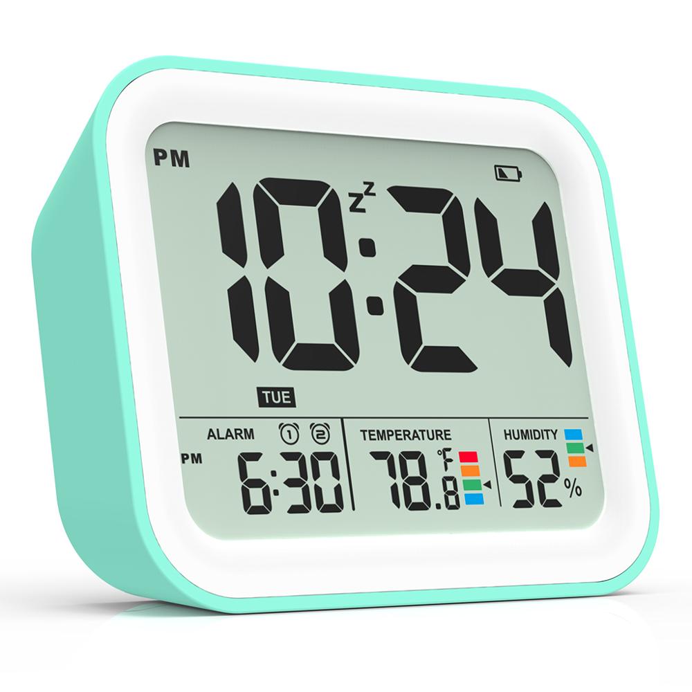 Battery Operated Digital Alarm Clock for bedroom, Dual Alarm with Workdays/Weekends Setting,Snooze, Travel Clock Thermometer