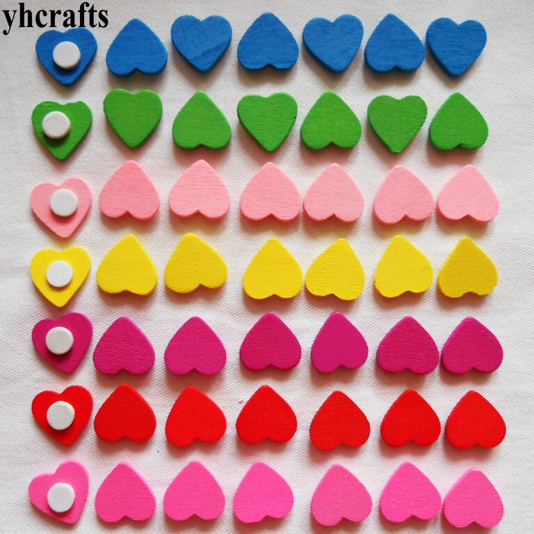 100 STÜCKE/viel. Holz herz Stern blume aufkleber Früer erlern pädagogisches spielzeug für freundlicher wandtattoo Kindergarten handwerk kreative: 100Stck mischen Herz