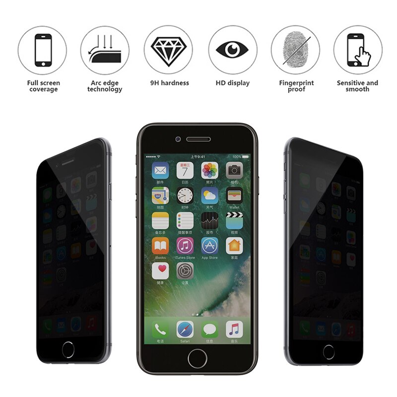 Anti- Privacy Screen Protector for iPhone 8 Plus Tempered Glass Film Screen Protectors Accessories Parts