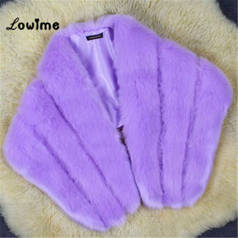 Multi Farbe Auf Lagerbier Bolero Frauen Faux Fell Hochzeit Jacke Günstige Pelz Schal Braut zucken Kap Mariage Winter Braut Mantel Neue: LILA