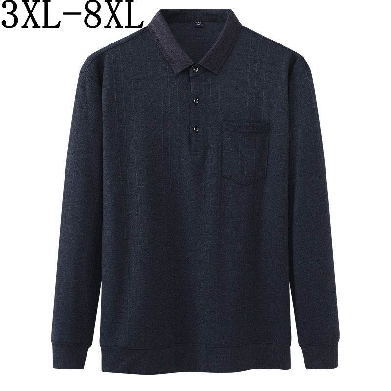 Koko 6xl 7xl 8xl syksyn klassiset miesten poolot taskuilla pitkähihainen bisnespoolopaita miesten huippumerkki polo homme