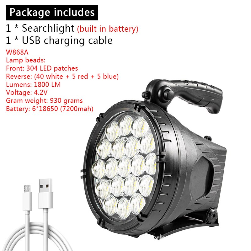 Most Powerful LED Portable Spotlight Flashlight Searchlight with P90 Lamp Beads Suitable for Outdoor Camping Lampe Led Torch: W868A 304 LED patch