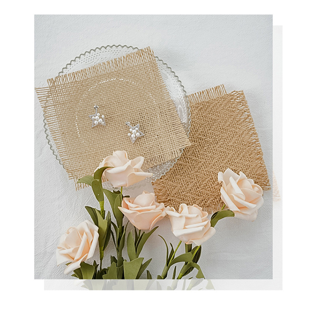 Manteles Individuales de tela de arpillera Natural, mantel de mesa de estilo Ins, decoración de tela textil de lino de malla, accesorios de decoración de fotografía de joyería