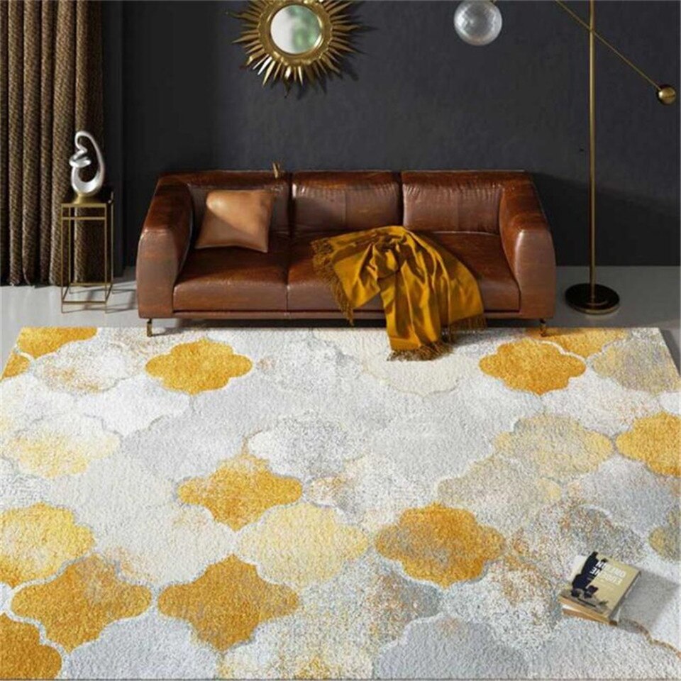 Gelb Weiß Grau Farbe Blume Teppich Geometrische Marokko Stil Teppich Und Teppiche Neben Safa Wohnzimmer nordisch Schlafzimmer Neben matt