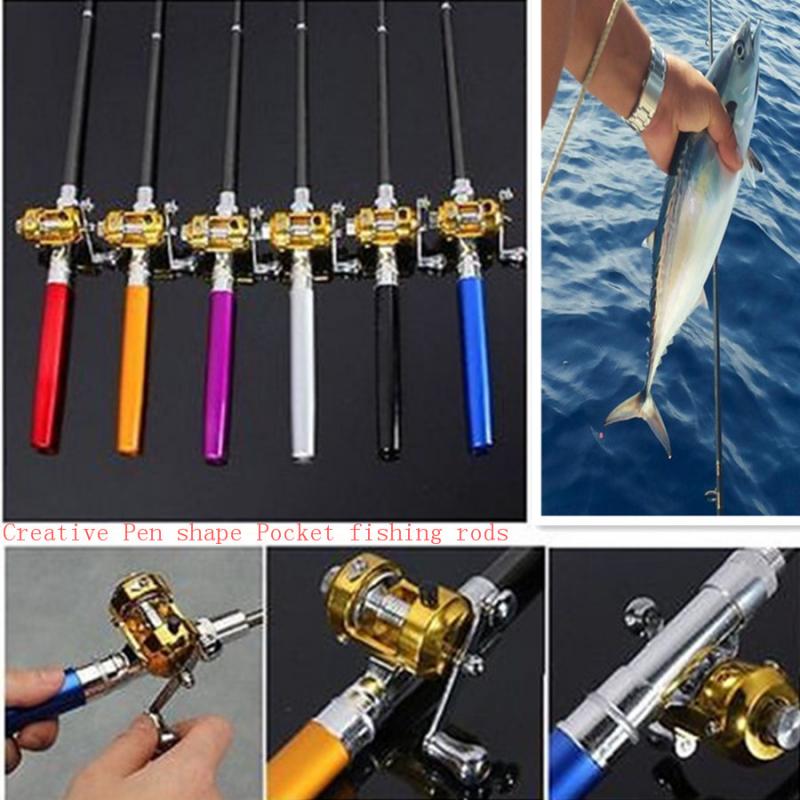 Canne da pesca portatili nuova mini penna telescopica tascabile per pesci canna da pesca in lega di alluminio attrezzatura leggera per mulinello