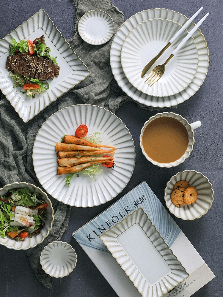 Pasta Food Plate Round Nordic Dessert Cake Sushi Snack Breakfast Plate Pasta Japanese Assiette Ceramique Tableware DE50CP