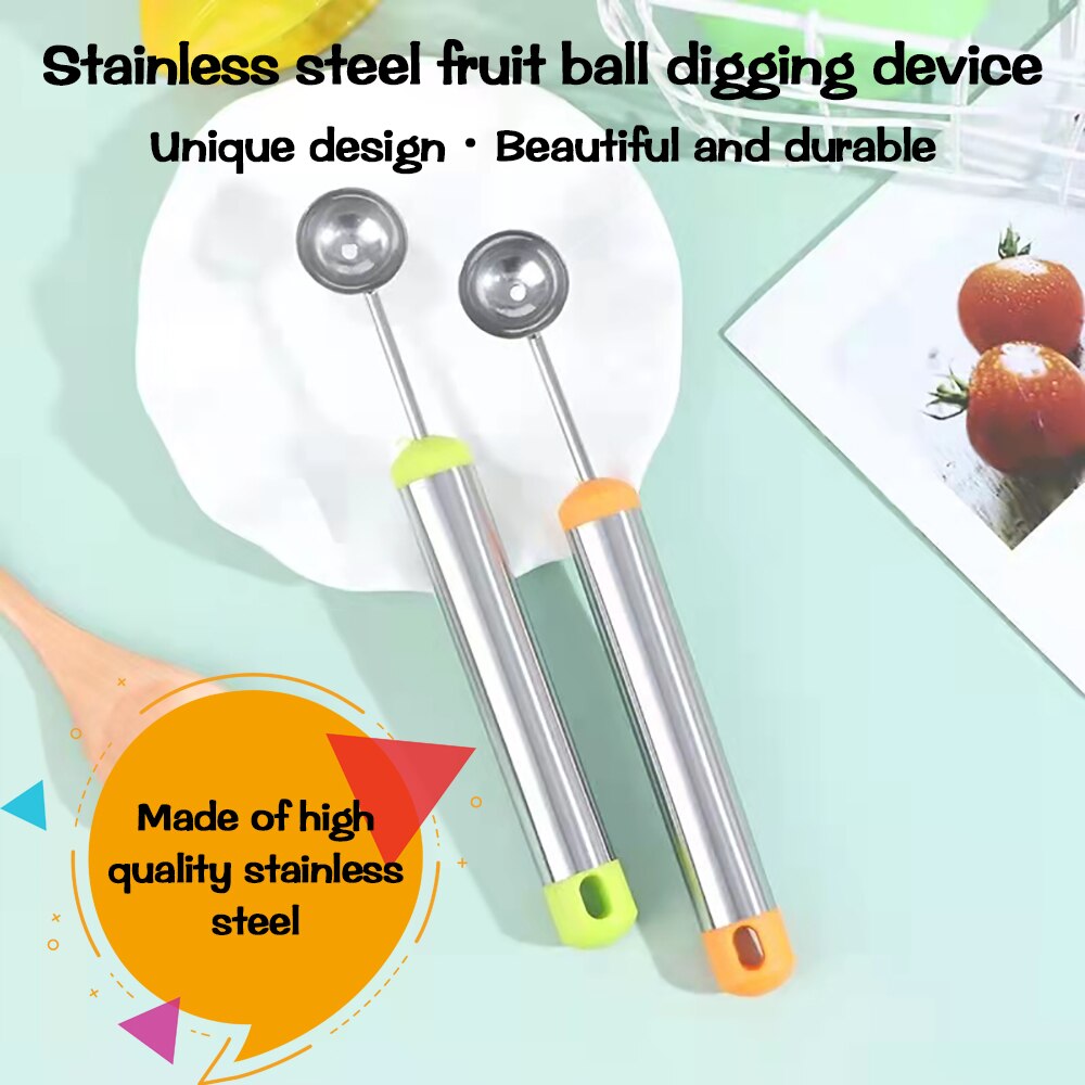 1pcs Stainless Steel Fruit Scoop Scoop Ice Cream Watermelon Scoop Fruit Scoop Kitchen Decoration Accessories Gadgets