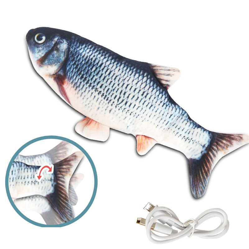 30CM Cat Toy Fish USB Electric Charging Simulation Dancing Jumping Moving Floppy Fish Cat Toy Electronic Fish For Cats Toys: Default Title