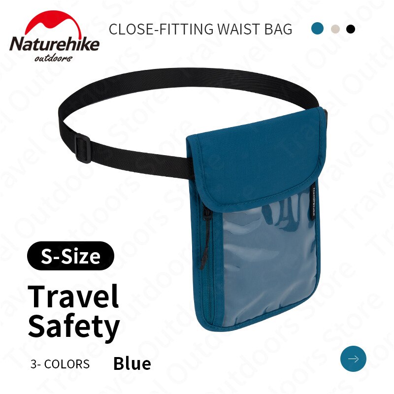 Naturehike Utomhus Anti-stöld Midjeväska - Vattentät Andningsbar Nylon Dragkedja: Blue-S