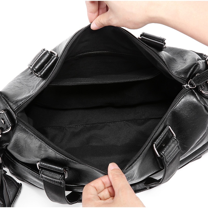 Leather Travel Bags for Men Women Large Capacity Portable Female Male Shoulder Bags Handbags Vintage Travel Duffle