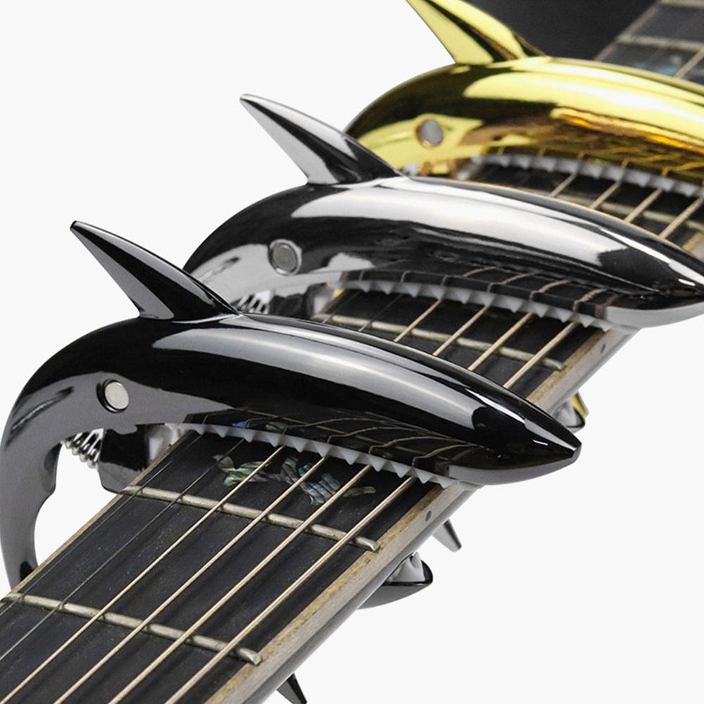 Zinc Alloy Guitar Capo Tuning Guitar Shark Capo Accessories Quick Change Clamp Key Acoustic Classic Tone Adjusting Guitar Parts