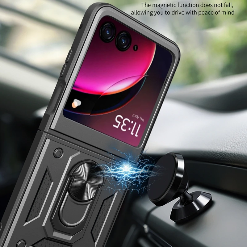 Armor Shockproof Case Voor Motorola Razr 50 40 Ultra Moto Razr + Plus 2024 2023 Cover Met Ring Magnetische houder Coque Fundas