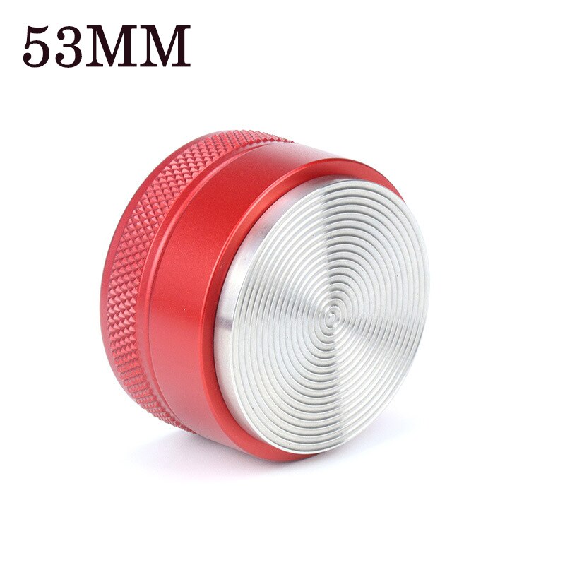 51/53mm Adjustable 304 Stainless Steel Coffee Espresso Tamper Macaron Convex Four Angled Slopes Base Trefoil Distribution Tool: Red(53mm)-C