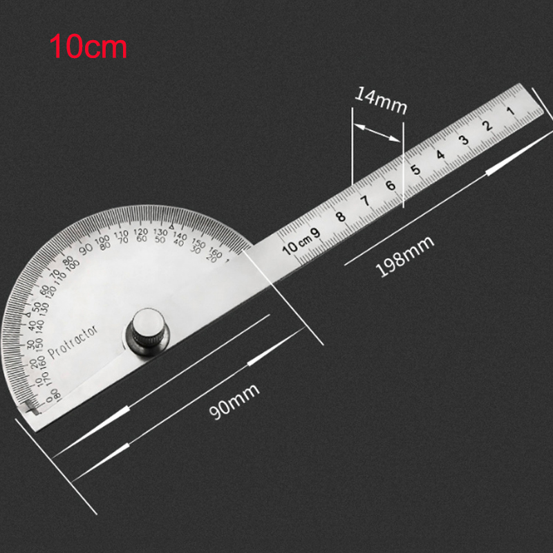 10cm 180 Graden Verstelbare Gradenboog multifunctionele rvs roundhead hoek heerser wiskunde meetinstrument