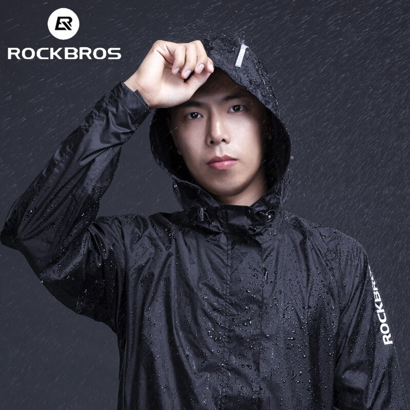 ROCKBROS-chubasquero con capucha para ciclismo, impermeable, reflectante, protección UV, secado rápido, equipo deportivo para exteriores