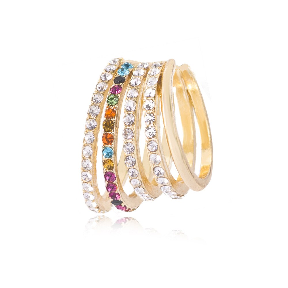 Multi-drehen Strass Ohr Manschette Böhmen CZ Breite Stapelbar Earcuffs Kristall Ohr Kletterer Ohrringe Für Frauen Hochzeit: EJ0021 Mehrfarbig