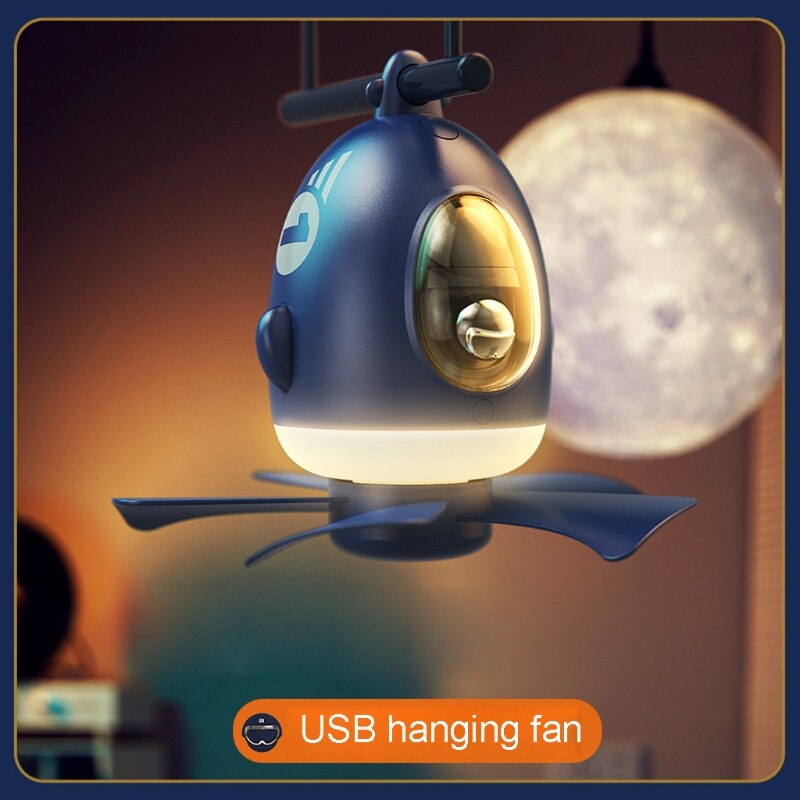 5V USB Ceiling Fan Smart App Control Timer LED Lamp 4 Speed Fan for Outdoor Bed School Dormitory and more 19QE