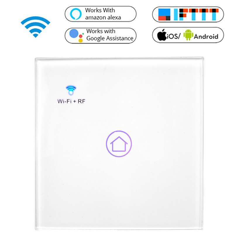Wifi Smart Light Switch WiFi Smart Light Switch Glass Panel Touch Switch Compatible with Alexa Google Home Smart Wall Switch: type1