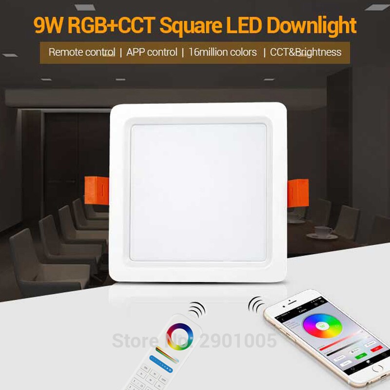 9W RGB+CCT Square LED Downlight smart Indoor living room light AC100- 220V can Mobile phone control remote control