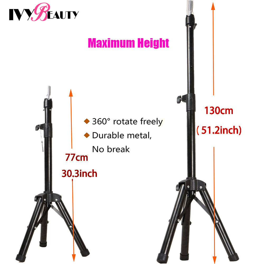130cm Wig Stand Tripod Hairdressing Training Mannequin Head Tripod Holder For Hairdressers Salon Display Styling Tripod For Wigs: black