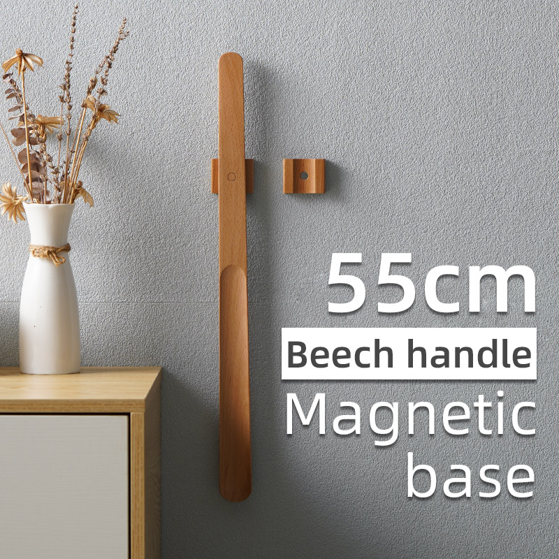 55CM Shoe Puller Magnetic shoehorn Wear Shoe Easier Horn for shoes Wooden handle Long shoe spoon