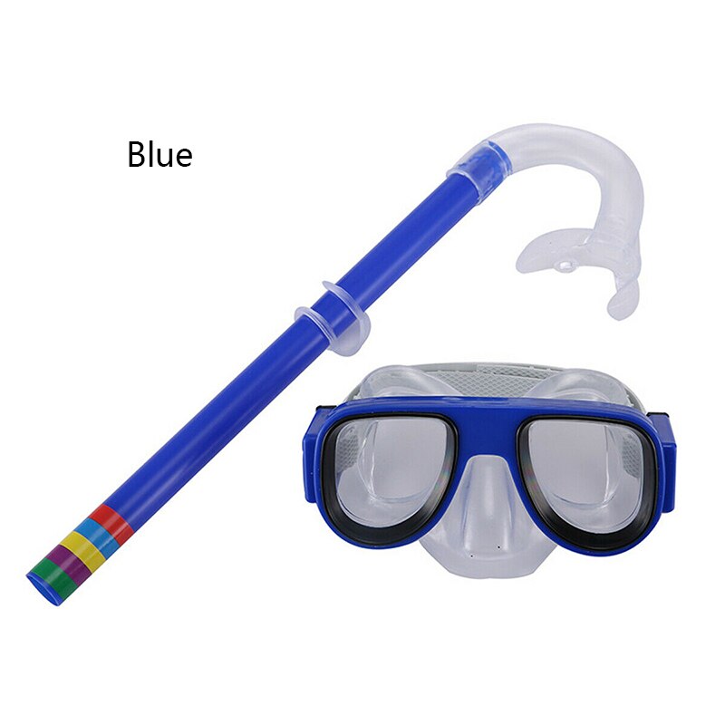 Barn 3-8 år gamle børn sikkert snorkling dykning maske + snorkel sæt pvc 5 farver scuba svømning sæt vandsport: Blå