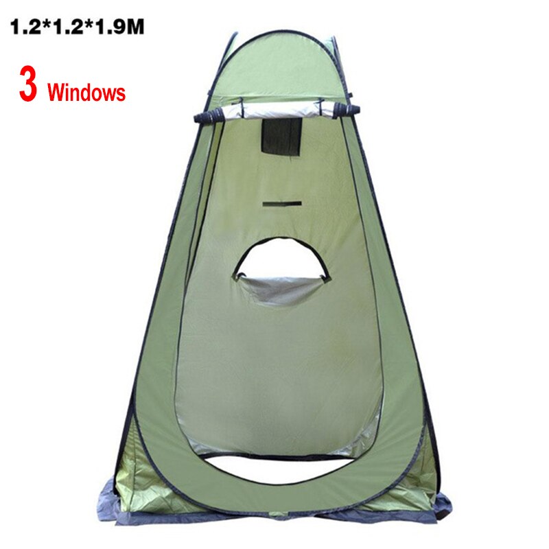 Portable private shower toilet, pop-up camping tent, UV protection, outdoor portable: 3window green