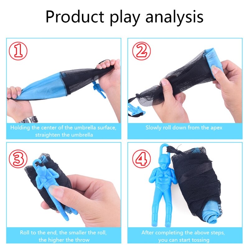 6 Stks/set Multi-color Vierkante Strand Hand Gooide Speelgoed Vliegende Parachute Pop G2AE