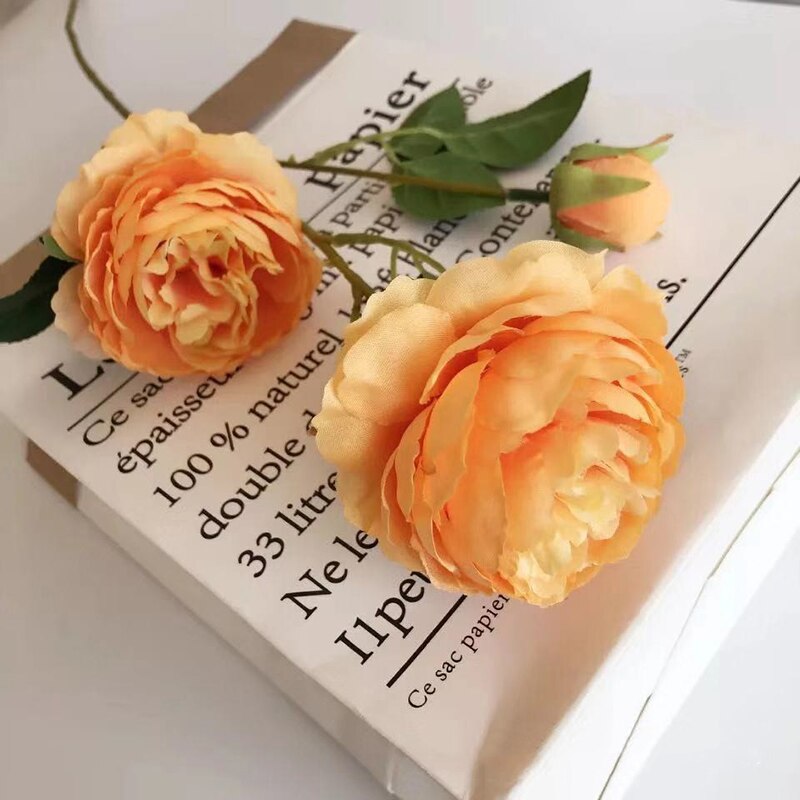 Kunstbloemen Kunstbloemen Pioen Kunstmatige Bloemen Boeket Voor Decoratie 6 Kleuren: Orange