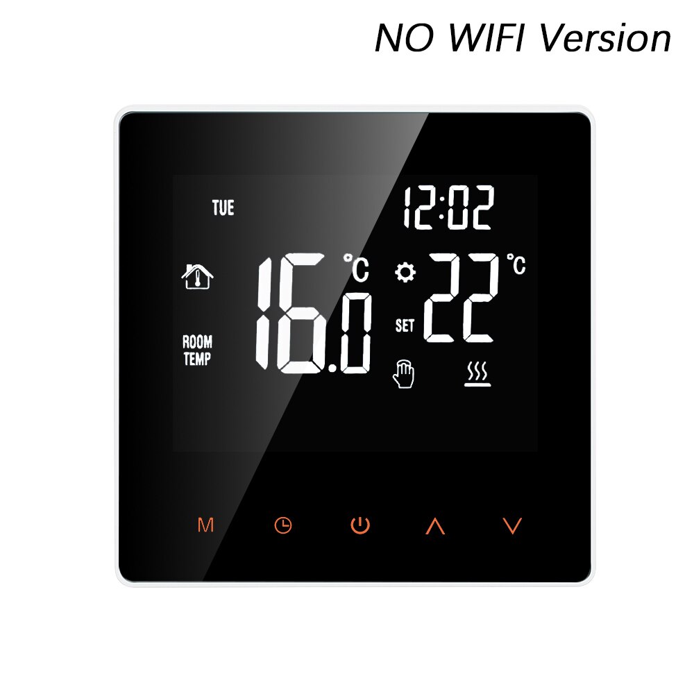 16A WiFi Smart Thermostat Controller Programmable Digital Temperature Controller LCD Display Touch Screen with App Control: White No Wi-Fi