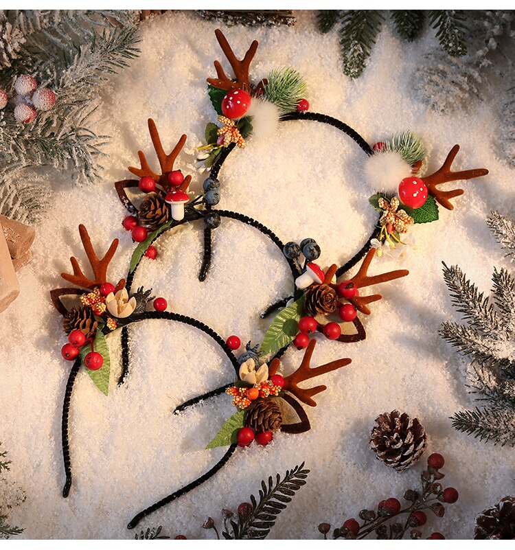 Bandeau branche de noël girafe, épingle à cheveux Halloween, Style Mori, bois, accessoires pour cheveux, serre-tête oreilles de chat