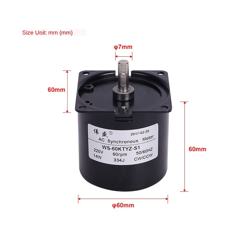 60KTYZ miniature low-speed permanent magnet synchronous AC motor slow-speed forward and reverse small motor 220V deceleration