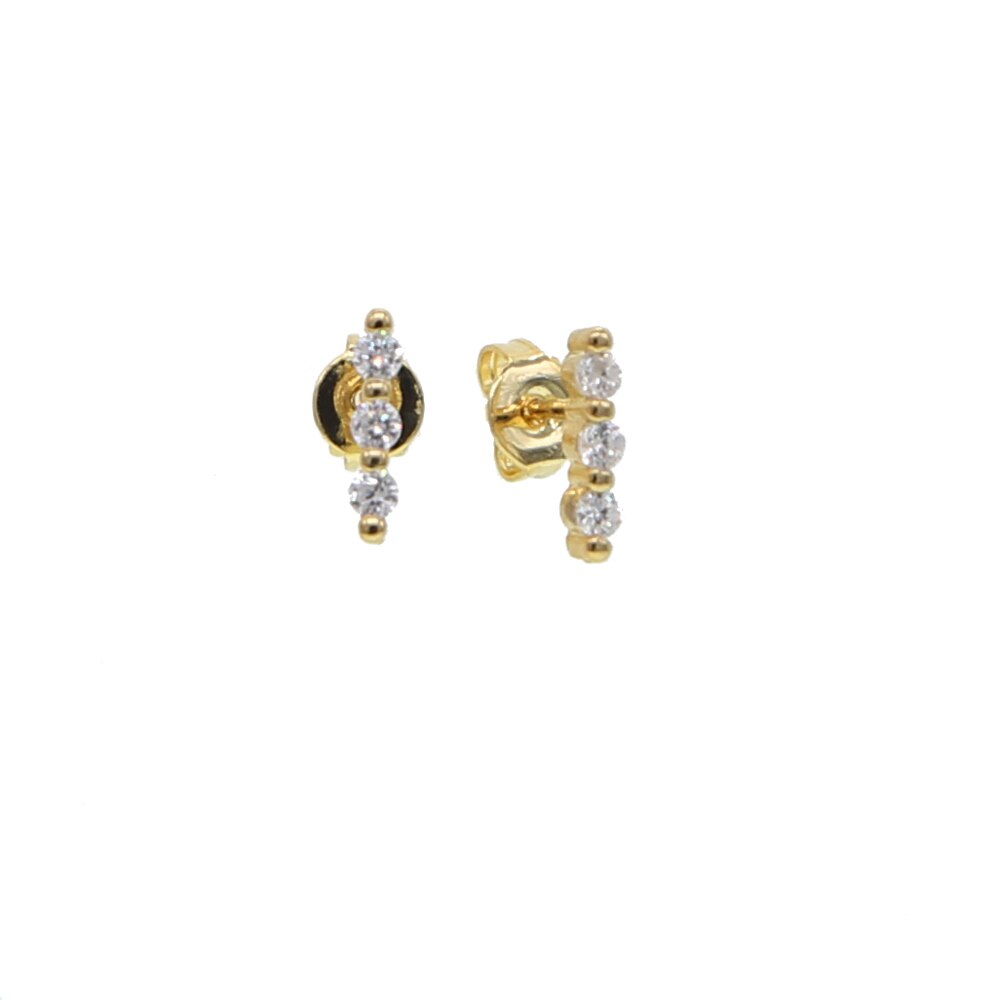 Oro riempito Colorate Birthstone rosso verde blu bianco cz bella di Modo di fascino Europeo Delle Donne sbarra orecchini della vite prigioniera dei monili arcobaleno: bianca