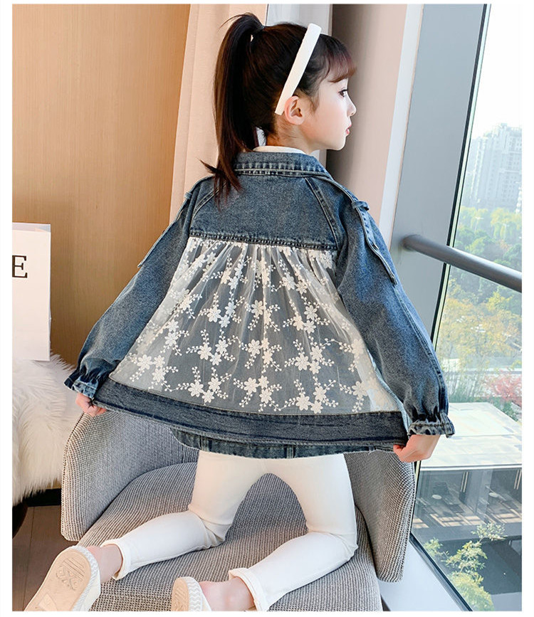 Tiener Kleding Meisjes Denim Jasje Mode Kinderen Kant Jas Windjack Voor Tiener Denim Jas Kids Uitloper 4 11Y