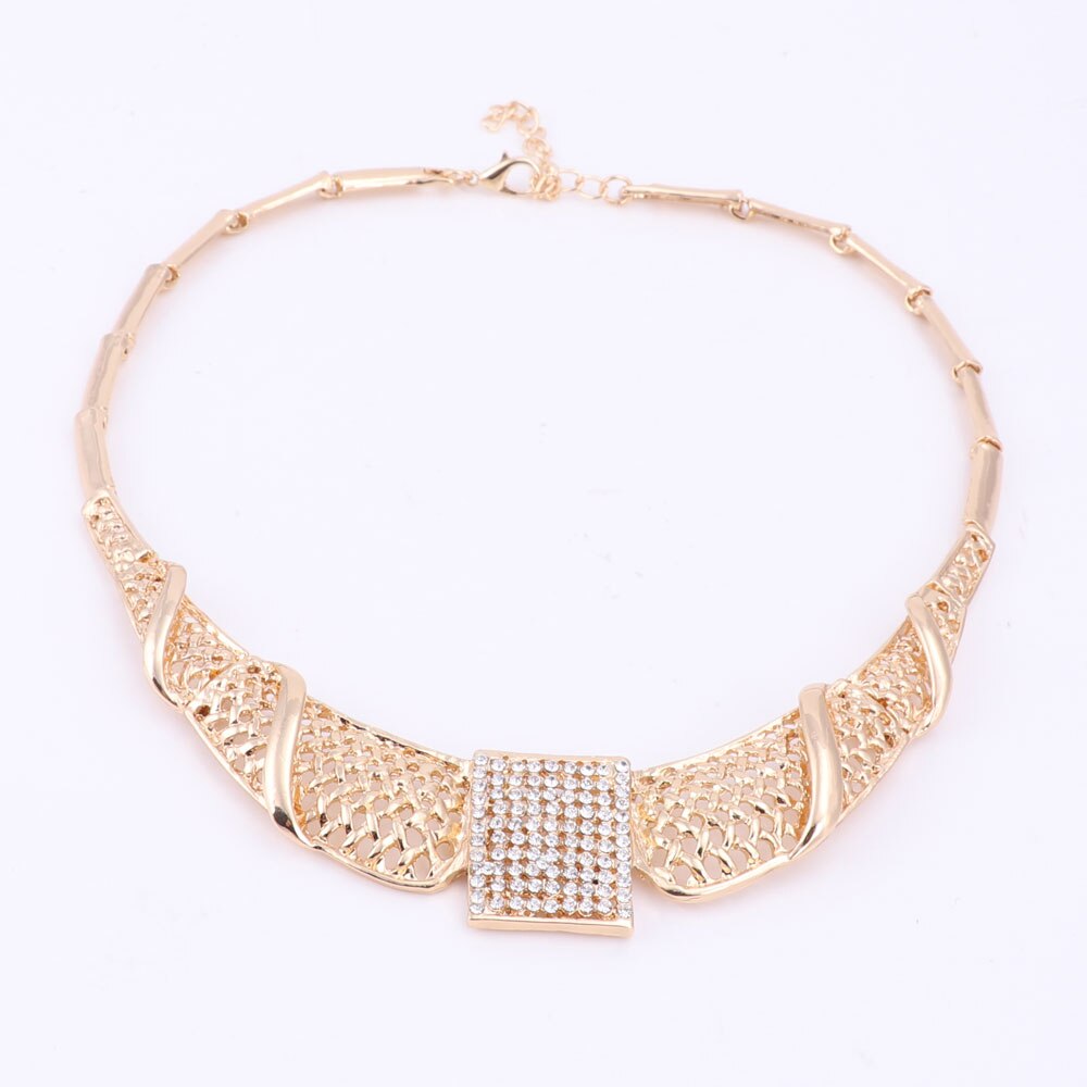 African Costume Jewelry Set Gold Color Crystal Jewelry Sets Necklace Set For Women Wedding