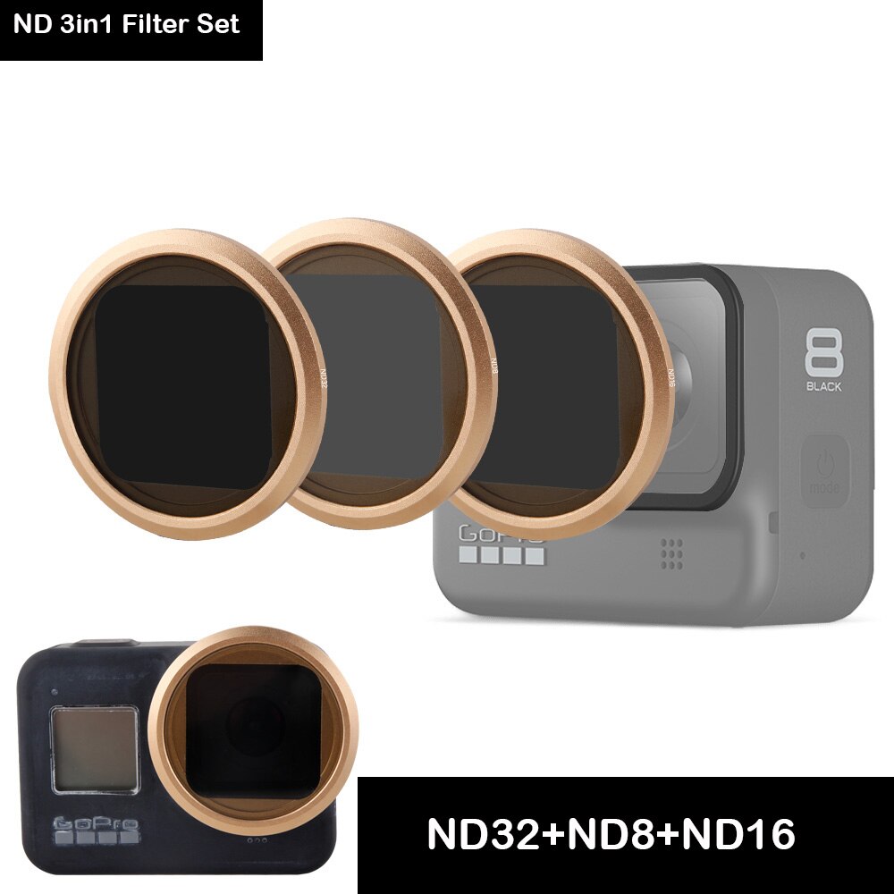 Filtre caméra pour Gopro Hero 8 objectif noir Sport Action Hero8 corps gros plan ND CPL polariseur polaire filtres accessoires de protection: ND 3in1