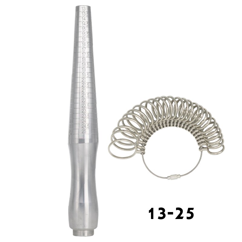 PHYHOO Russian Metal Ring Sizer Set Measuring Ring with Rings Mandrel Sizer Finger Sizing Measuring Stick Ring Jewelry Tools Set: Sizer and Mandrel