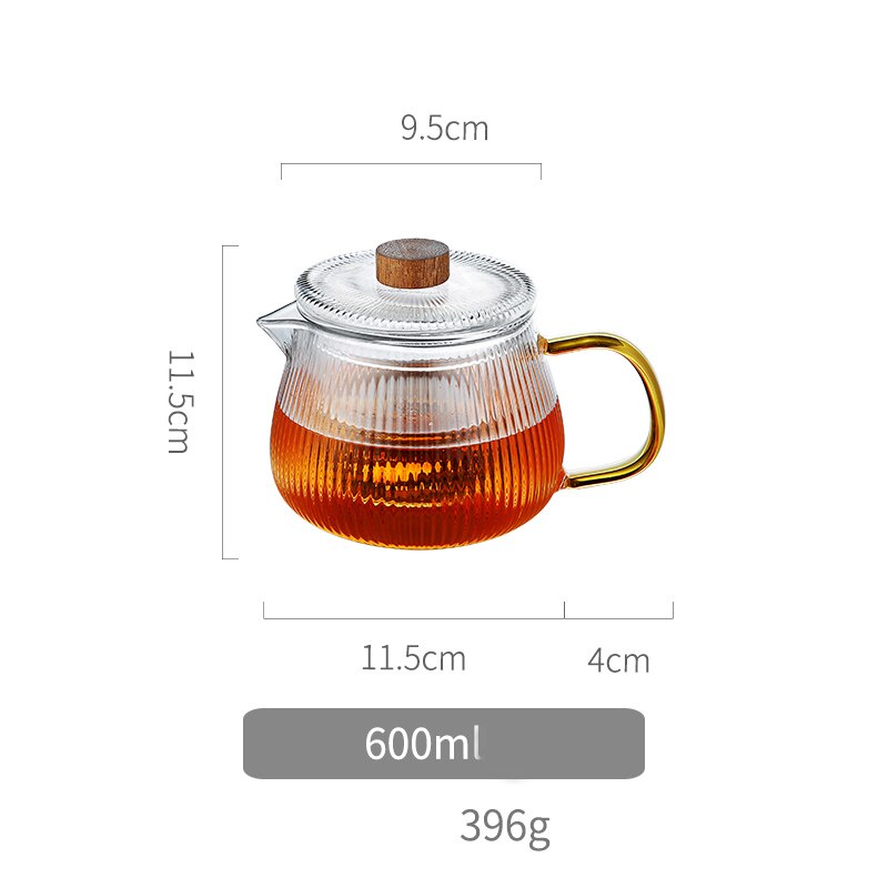 buntfink® Theepot Theepot van glas met zeef voor 1.300 ml, glazen theepot met zeef van borosilicaatglas, theepot met zeef en uitneembaar filter, roestvrijstalen zeef