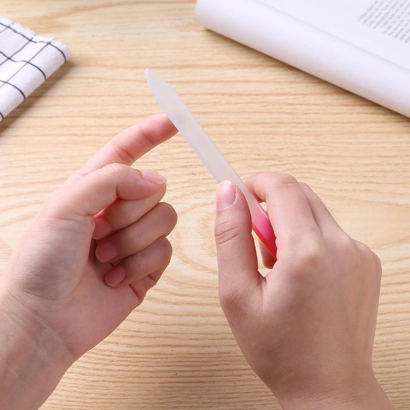 6pcs Colorful Crystal Glass Nail Art Files Polishing Grinding Manicure Pedicure Nail Salon Tools Nail Files With Storage Case